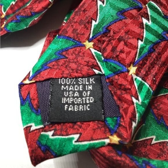 VTG Fashion Neckwear Mens Christmas Tree Holiday Silk Necktie - Picture 6 of 6